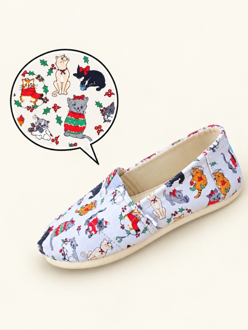 NWT TOMS Christmas Cats Slip-On Shoes – Women’s Size 6